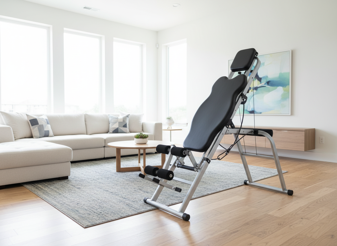 Inversion table in a bright home room